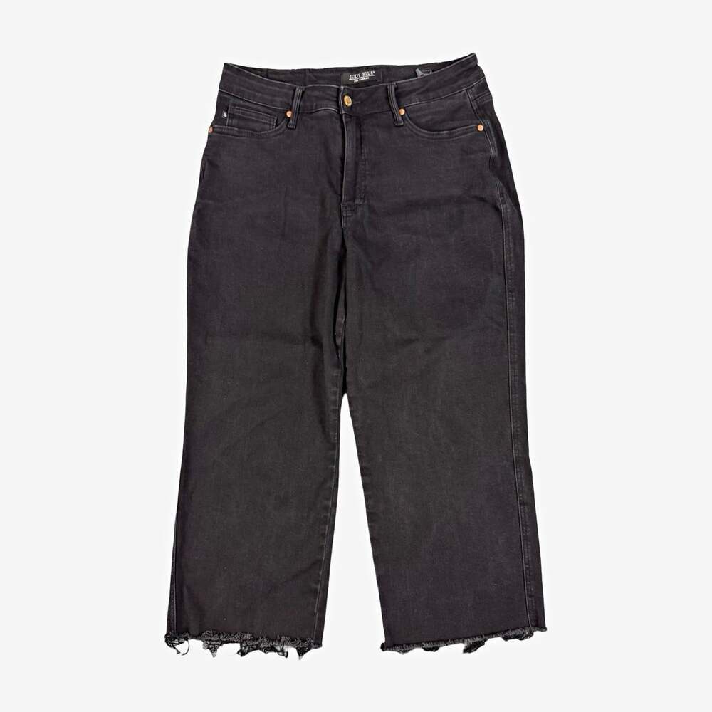 Judy Blue Los Angeles Wide Crop Cropped Jeans Black Dark Wash Denim Size 16W